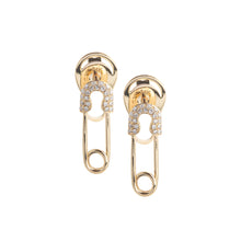 Load image into Gallery viewer, 14K Yellow Gold Diamond Safety Pin Stud Earrings
